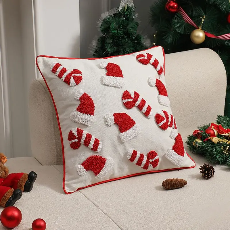 Modern Red Christmas Throw Pillow Cushion for Sofa Bedroom Living Room Holiday Ins Style Home Decoration