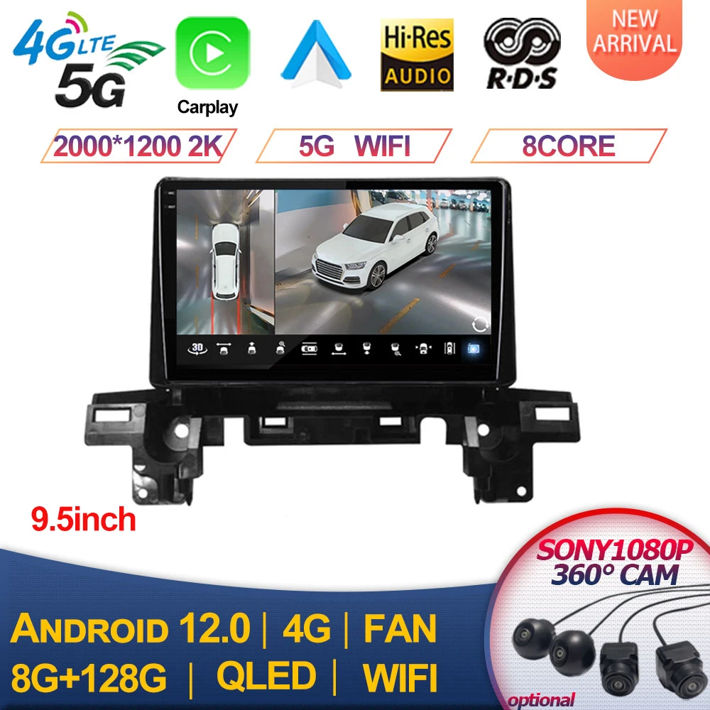 

2000*1200P For Mazda CX5 CX-5 CX 5 2017 2018 2019 Car Radio Multimedia Video Player CarPlay Autoradio 128GB Android 12 Screen