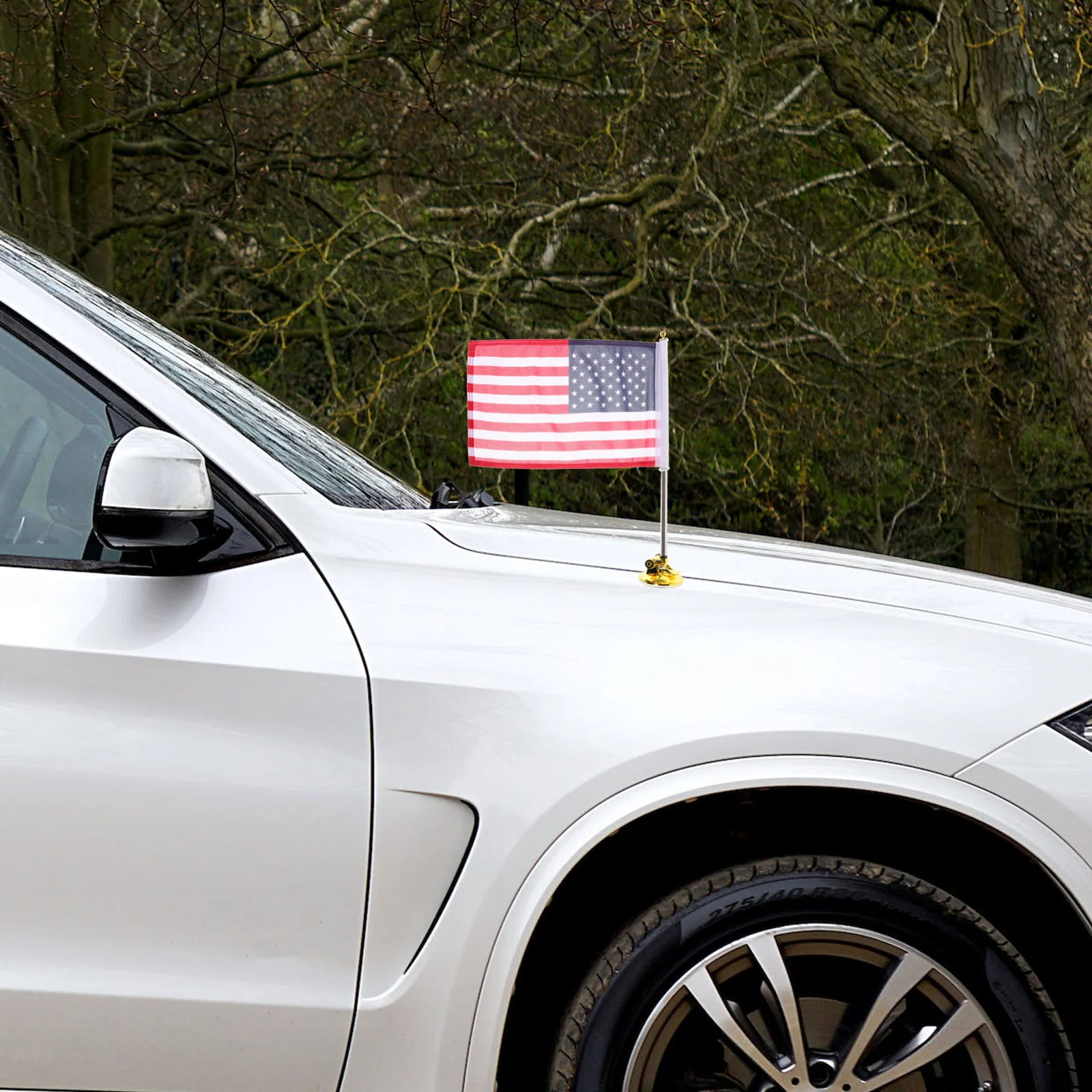 

1 Set Car Flagpole Holder Stainless Steel Suction Cup Mount Durable Portable Multi-Use Flag Pole Bracket For Outdoor Anniversary