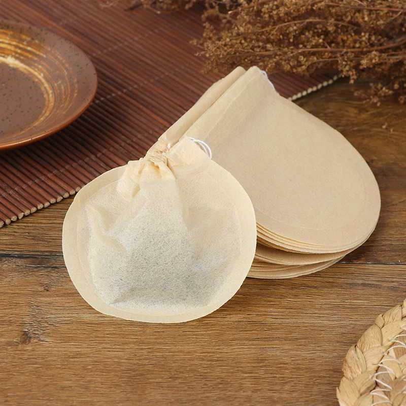 100Pc 6/7cm Tea Bag Teabags Biodegradable Paper Drawstring Eco-Friendly Filter Empty Loose Leaf Powder Herbal Medicine Strainer