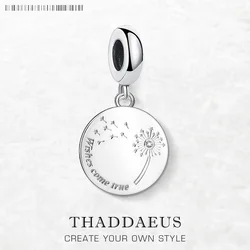 Dandelion Wishes Come True Pendant Dangle Charm Women Fine Jewelry Trendy Gift in Real 925 Sterling Silver