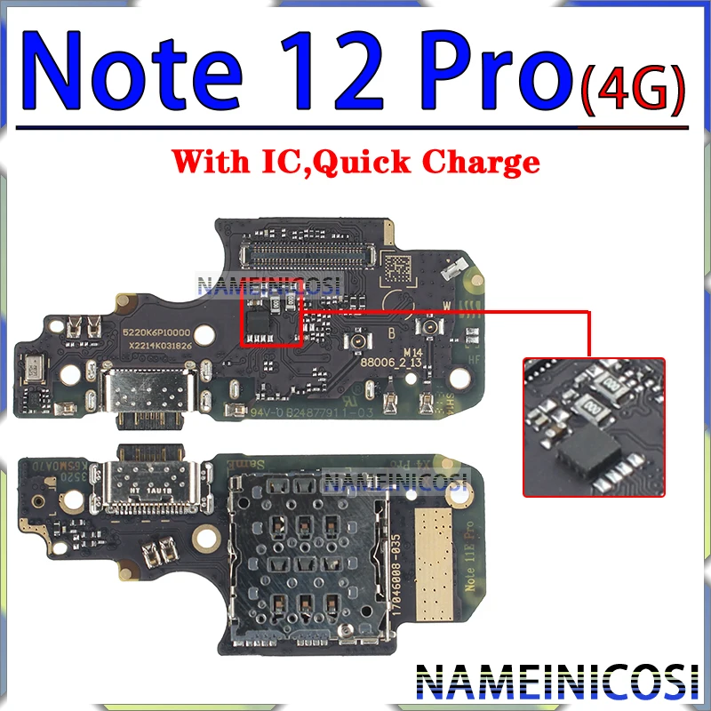 Usb Dock Charger Connector for Xiaomi Redmi Note 12 12S 13C Pro Plus + 4G 5G Charging Board Flex Ports Module