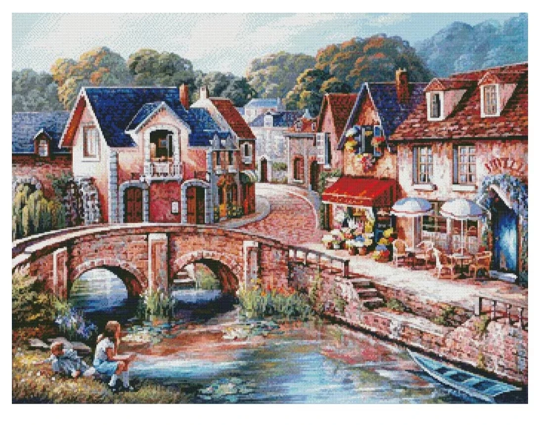 A quiet afternoon scenery 18CT 14CT Unprinted Top Quality Cross Stitch Kits Embroidery Art DIY Handmade Needlework Home Decor