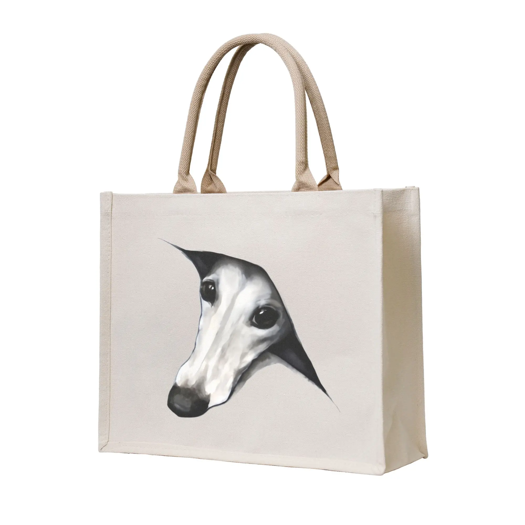 Greyhound Daffodil Hound Dog  Grocery Shopping Tote Bags Women Custom Whippet  Shopper Shoulder Bags Large Capacity Handbag