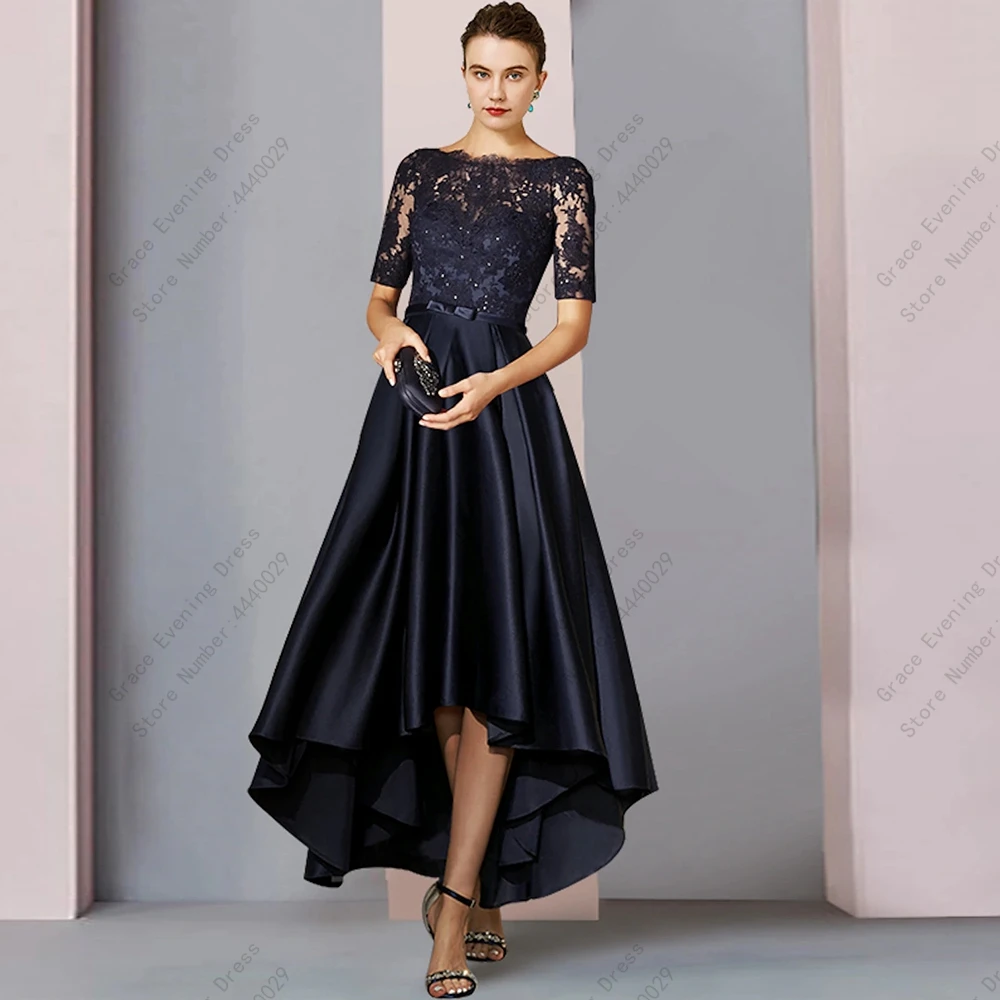 Simples Cetim Mãe da Noiva Vestidos Três Quartos A Linha Wedding Party Gown Floor Length 2023 Verão New Вечернее платье