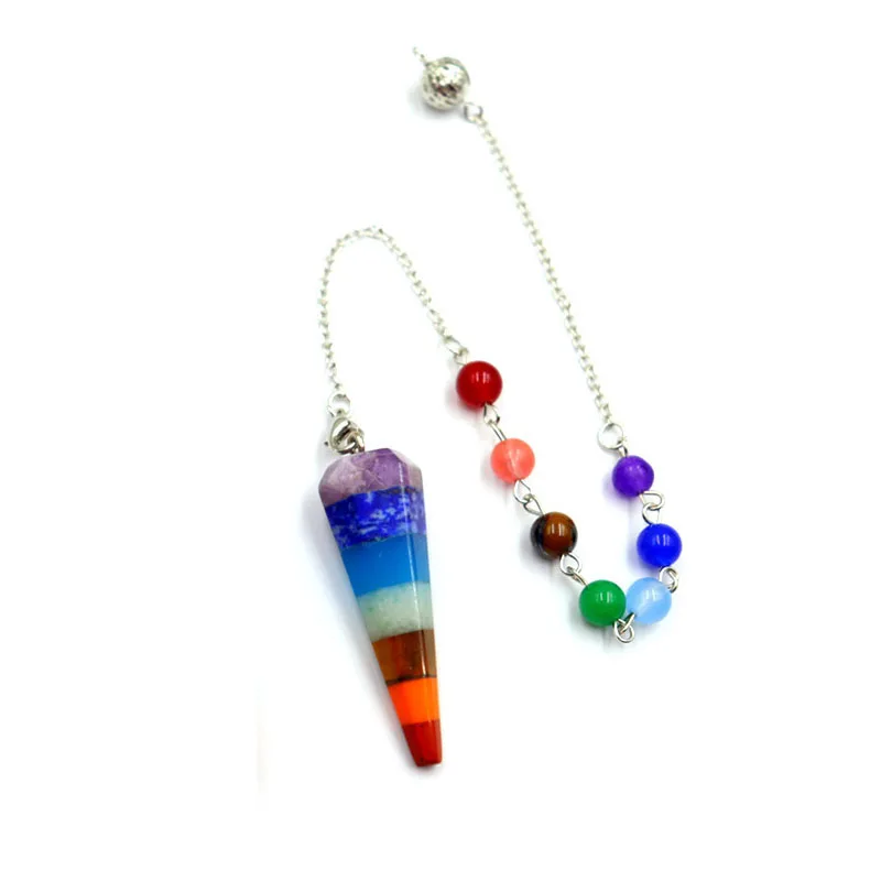 Collier pendentif en pierres précieuses pour femmes et filles, cristal de guérison énergétique, pendule Wiccan Ination, collier de charbon 7 Chakra