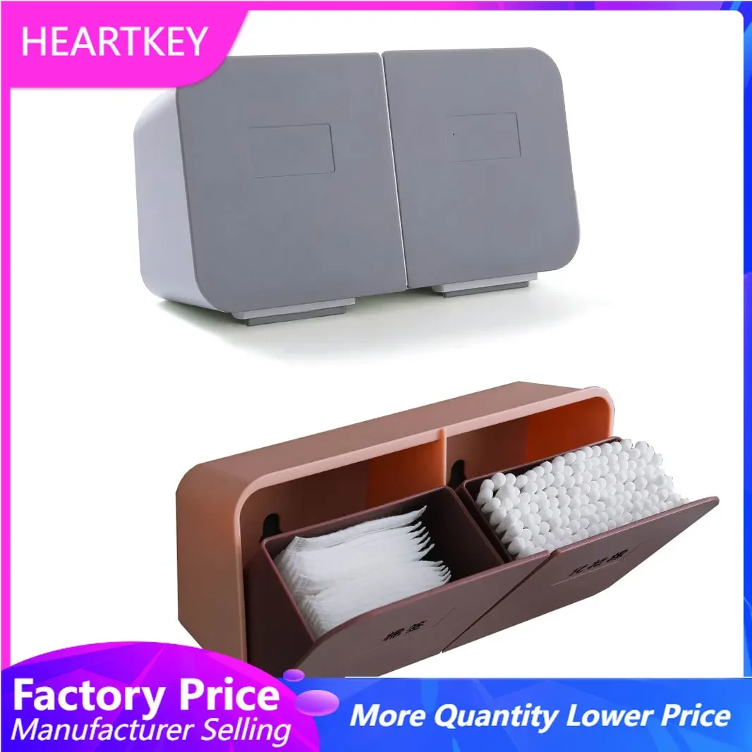 

Wall-mounted Storage Box 2 Grids Cosmetics Cotton Pads Storage Box Dust-proof Soap Lipsticks Holder Organizer Case Finishing Box