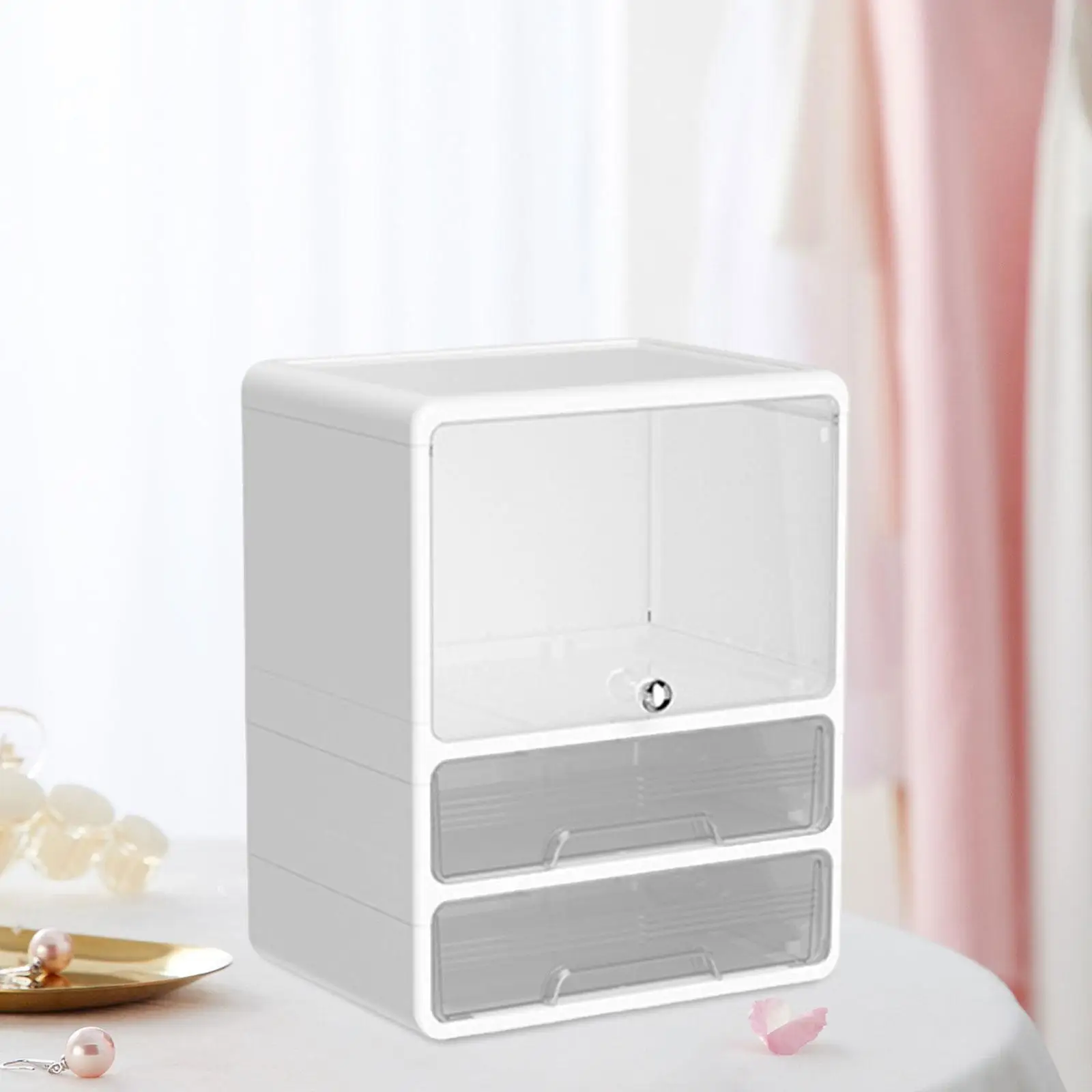 

Офисный органайзер для макияжа, офисный компактный прочный многофункциональный современный настольный ящик для хранения с прочной крышкой, контейнер для хранения