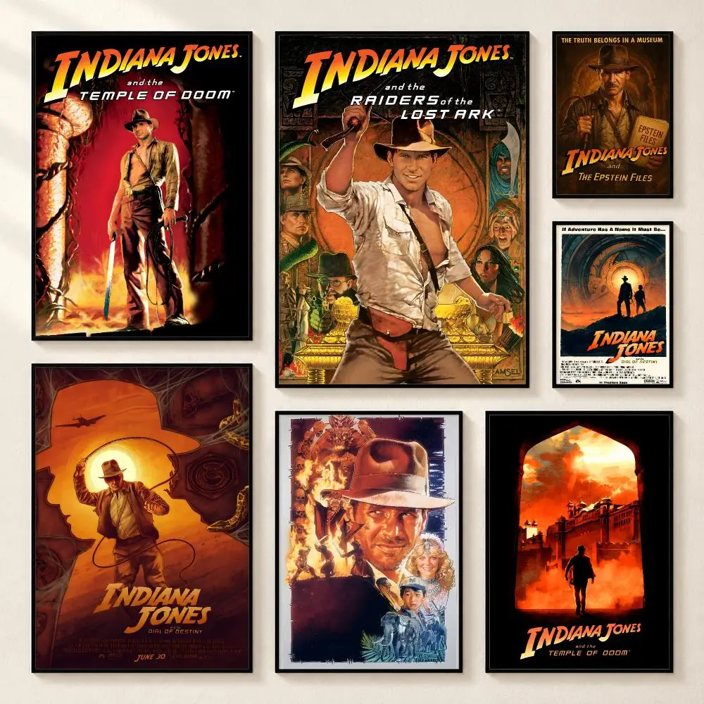 Indiana Jones Classic Movie Series Canvas Poster High-definition poster stickers, suitable for bedroom living home decoration