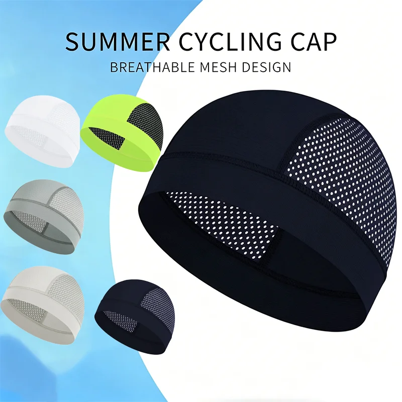 Summer Mesh Cycling Caps Lightweight Sweat Absorbing Running Helmet Liner Caps Quick Dry Elastic Breathable Cycling Hats
