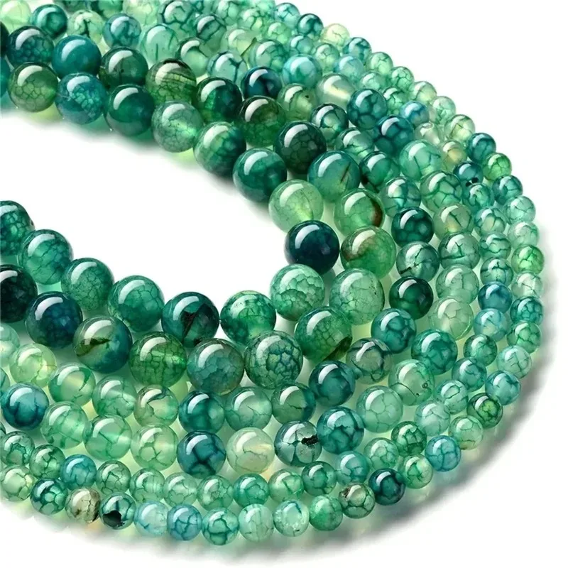 Natural Green Dragon Agates Round Loose Spacer Beads for Jewelry Making DIY Bracelet Necklace Accessories 6 8MM