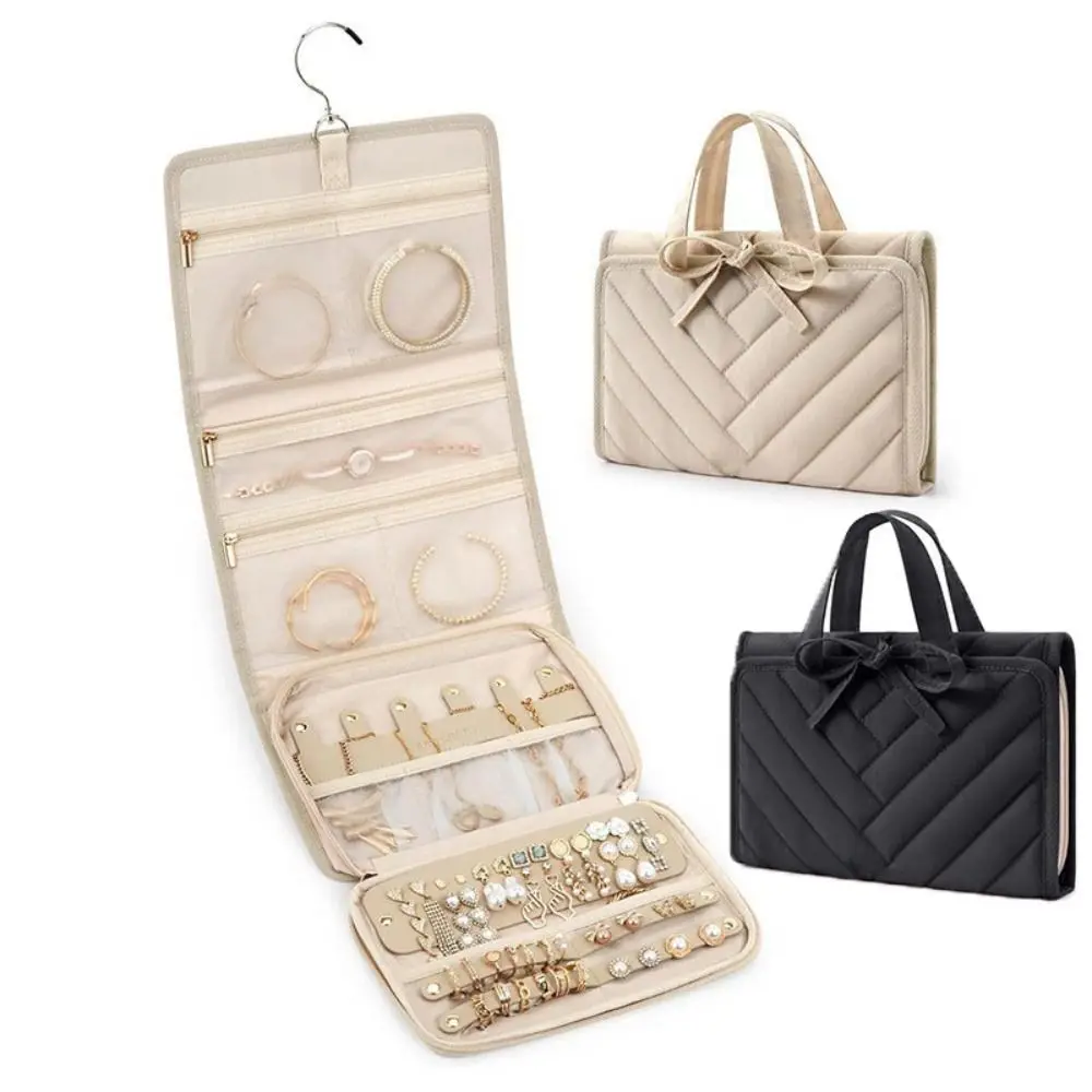 High Quality Large Capacity Travel Jewelry Case Organizer Foldable Portable Jewelry Storage Bag Multifunctional Organizer Pouch