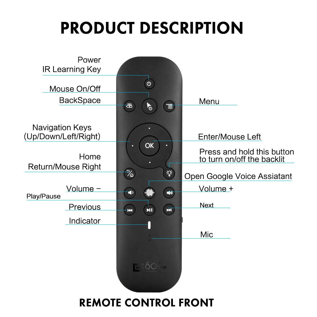 Wireless Bluetooth Voice Remote Control Air Mouse 2.4G WiFi Dual Mode IR Learning for PC Computer Android TV BOX Projector HTPC