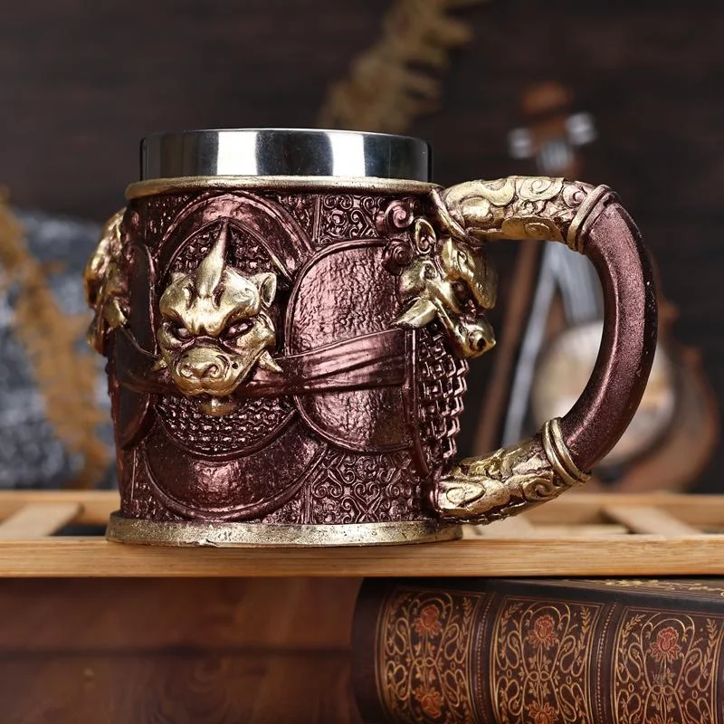 Stainless Steel Beer Mug Featuring Mythical Monkey King Motif Inspired by Classic Eastern Legend Designed for Enthusiasts of Epi