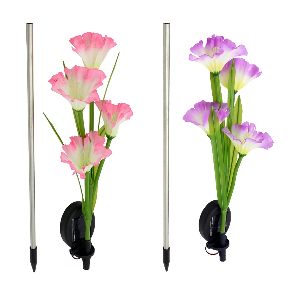 

2Pcs Solar Horn Flower Lights Waterproof Outdoor Garden Decoration Romantic LED Flowers Stake L Lighting