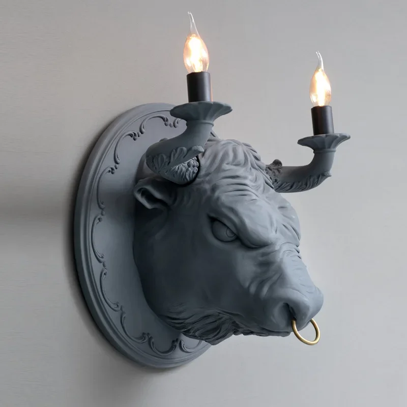 

Nordic Animal Head Wall Lamp Living Room Dining Room Study Room Bedroom Personalized Creative Design Sense Cow Head Wall Lamp