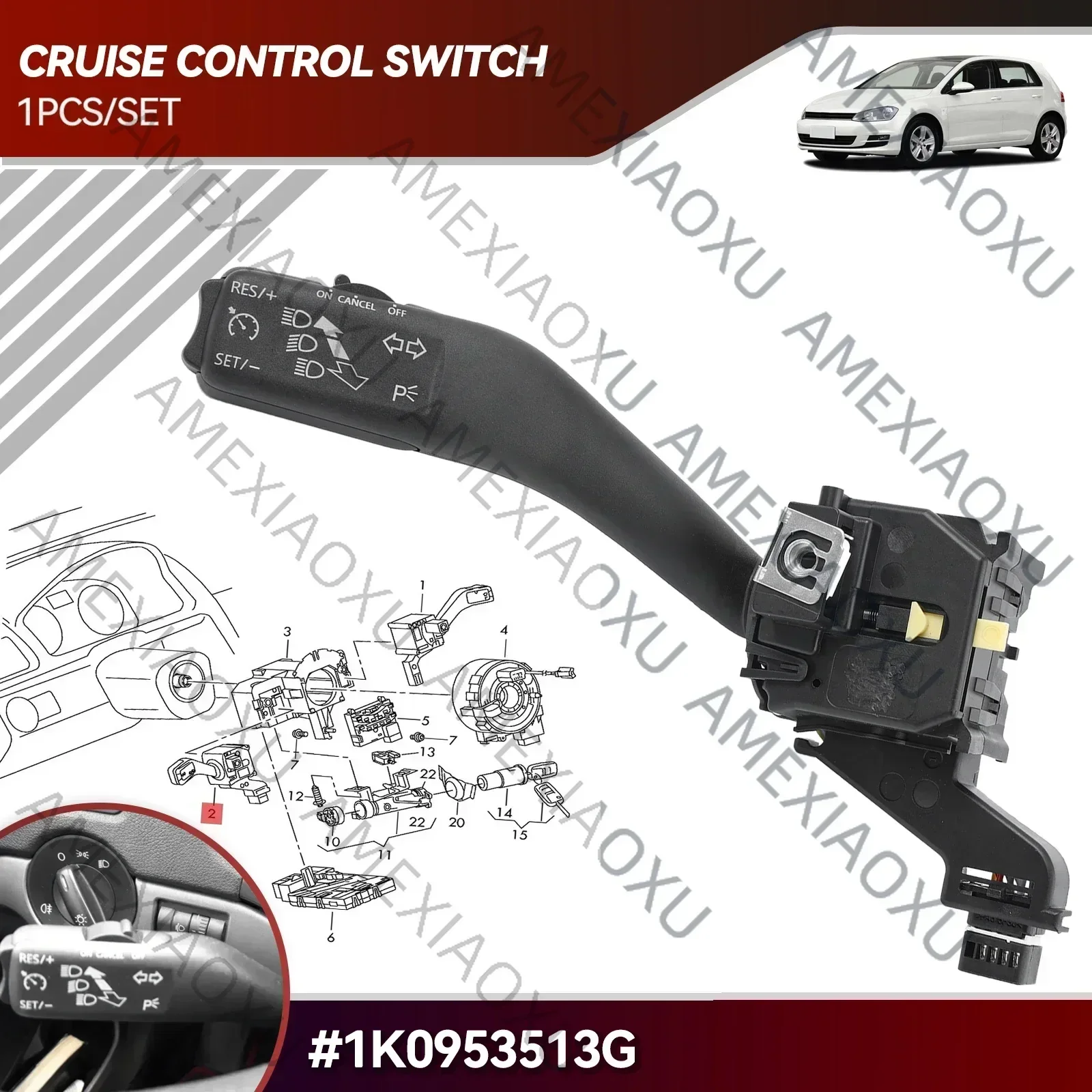 

Переключатель указателей поворота круиз-контроля WANWUXIN для VW Jetta Golf 5 6 MK6 GTI MK5 Tiguan Touran Rabbit Skoda Octavia Seat 1K0953513 1