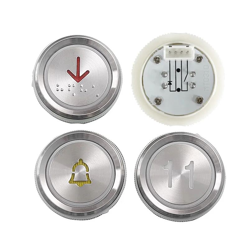 5Pcs Elevator Push Button KA122P01 MTD330 MTD310 BA530 DC24V Elevator Accessories Blue Or Red Light 37mm Open Hole