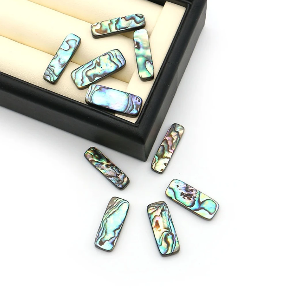 Natural Dazzling Iridescent Abalone Shell Polished Rectangular Loose Beads Straight Holes Fashionable Materials for DIY Earrings