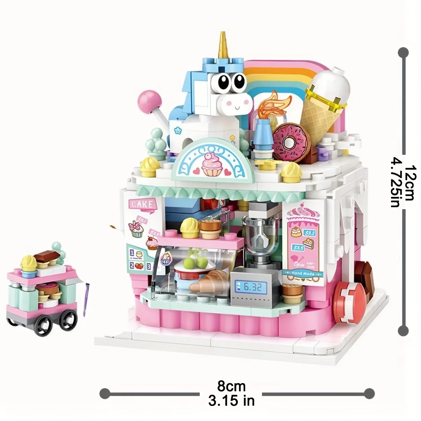 Cartoon Cake Shop Burger Shop, French Fries Shop Beverage Shop , Toast Shop , Ice Cream Shop , Mini Building Blocks ,