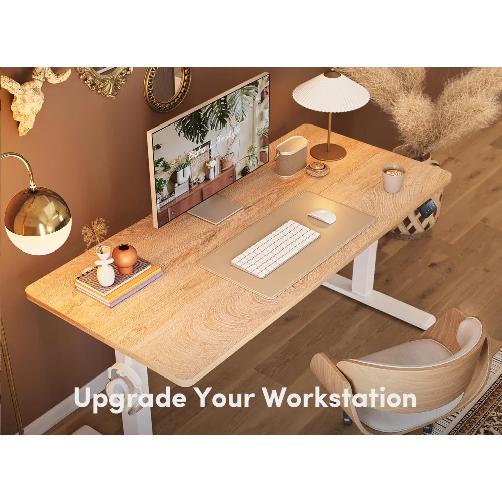 مكتب بارتفاع قابل للتعديل كهربائي من خشب القيقب، مكتب مقاس 48 × 24 للمكتب المنزلي، مكتب كمبيوتر مريح #5