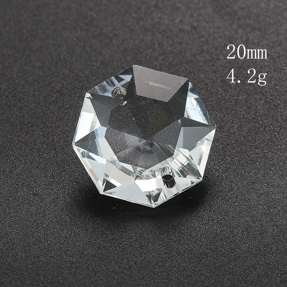 10pcs 20mm K9 Crystal Beads Chandelier Parts Replacement Faceted Prism Octagon Diamond Beads for Garland Strands Jewelry Making