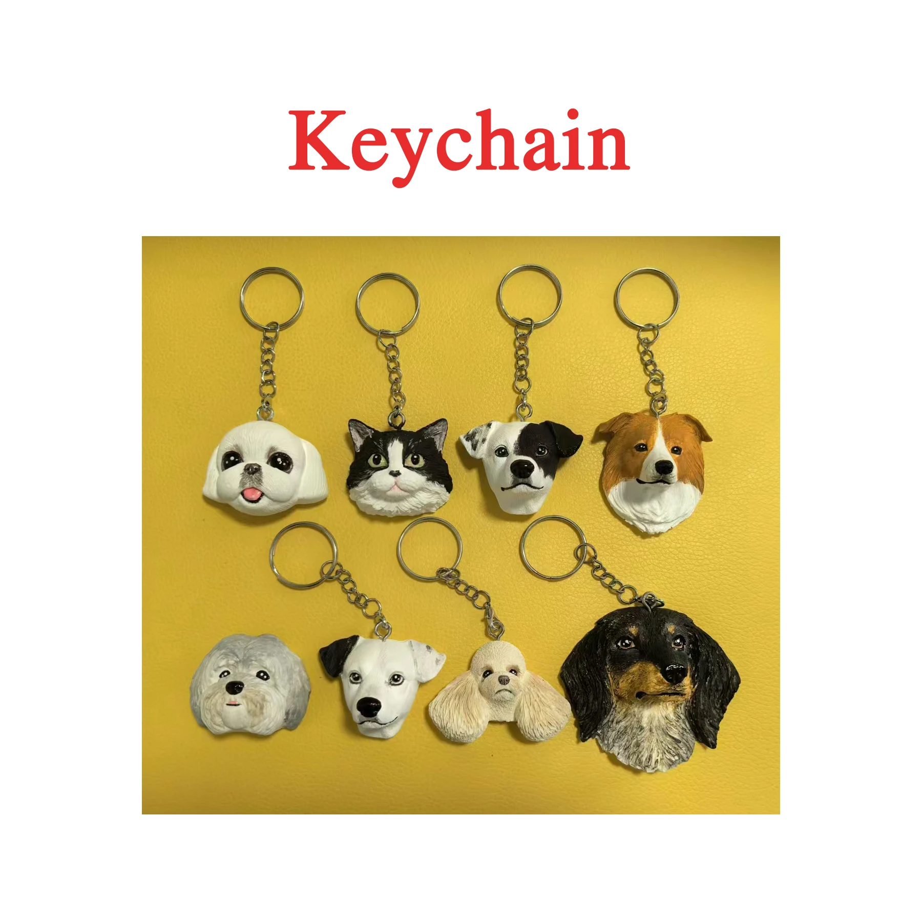 

Personalized Keychain Custom Head Ornament Cartoon Portrait Pet Plaster Souvenirs Customized Sculpture Pet Loves Idea Gifts