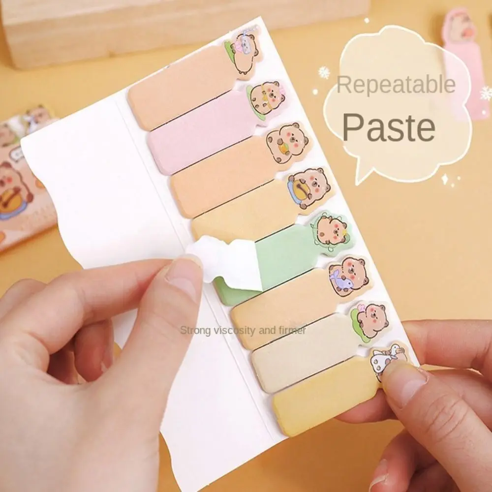 Cute Cartoon Capybara Index Sticky Note Tabs, auto-adesivo, Calendário Marcação Etiquetas, Material Escolar, Anotações de livros