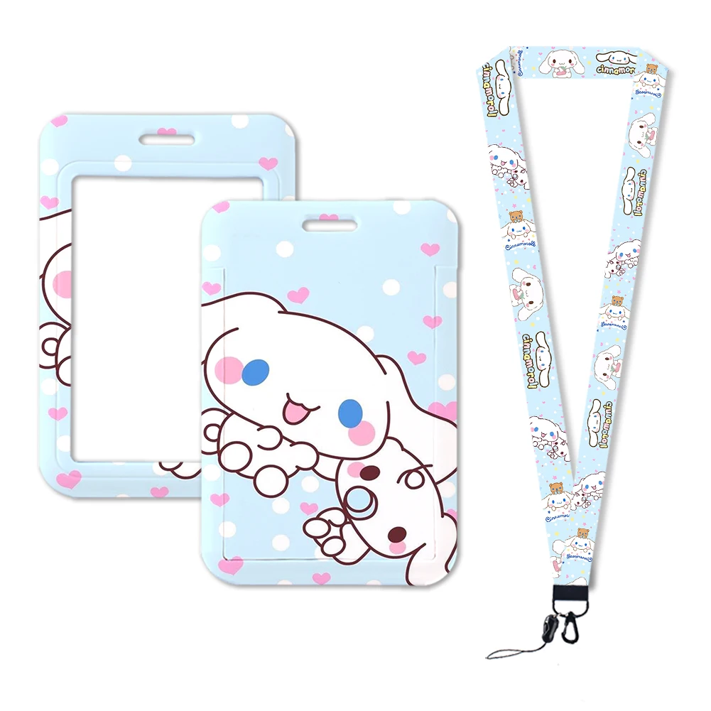 W-portatarjetas de dibujos animados Cinnamoroll para niños, soporte para tarjetas de Control de acceso, cubierta protectora para autobús y metro