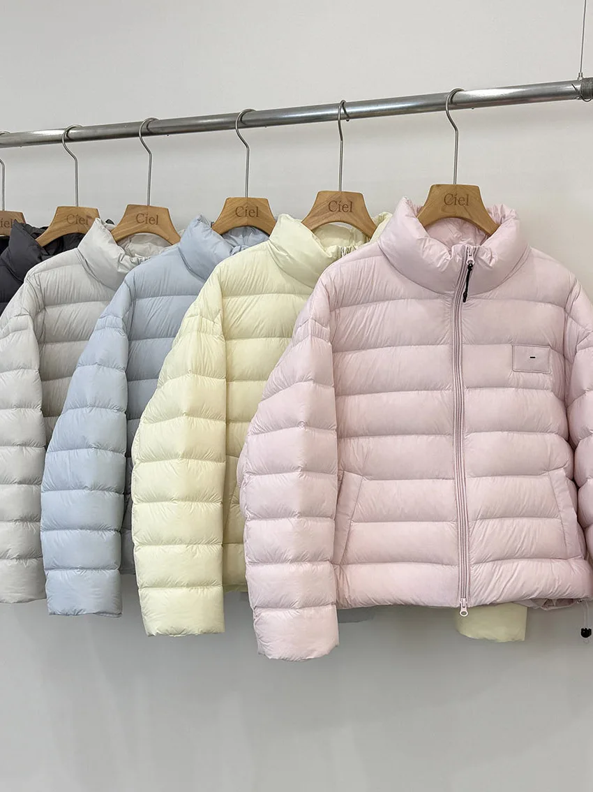 

Женская короткая пуховая куртка с воротником-стойкой, объемная, теплая, белая, с наполнителем из пуха, в корейском стиле, для повседневной носки, модная