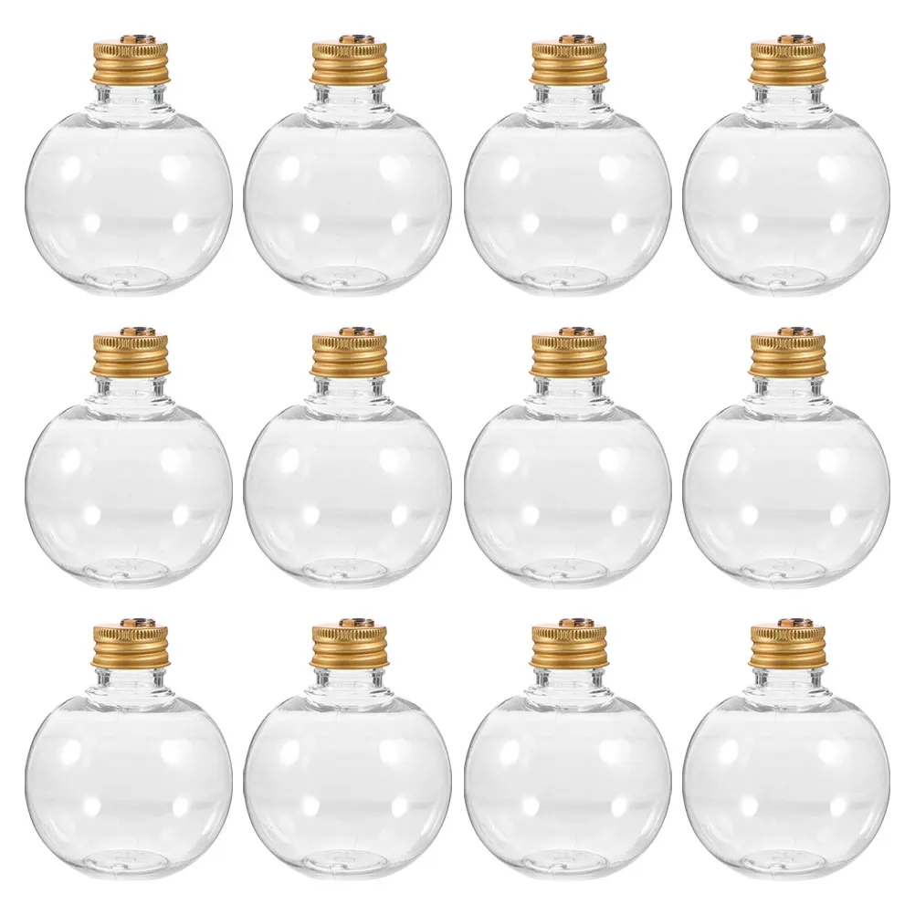 

12pcs Transparent Round Bulb Bottle 150Ml Clear Fillable Ornaments For Christmas Wedding Party Light Bulb Shaped Juice Candy Jar