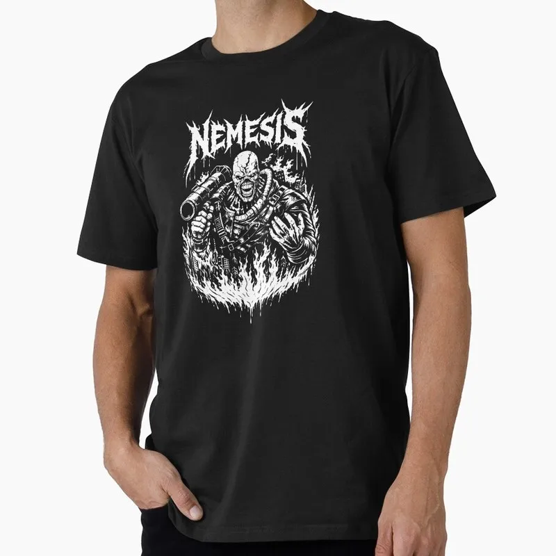 Vintage Resident Evil Nemesis Death Metal T‑Shirt Biohazard RE3 Horror Movie Game Graphic Tee Retro Unisex Streetwear Tops