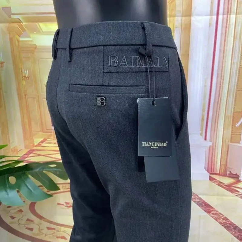 

Деловые повседневные мужские брюки Slim Fit, однотонные, осенне-зимние, новая корейская версия, модные прямые брюки