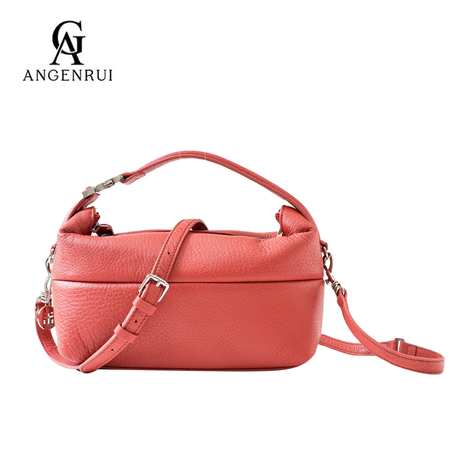 

ANGENGRUI Brand New Fashion Genuine Leather Women's Bag Casual Shoulder Handbag Unique Design Lunch Box