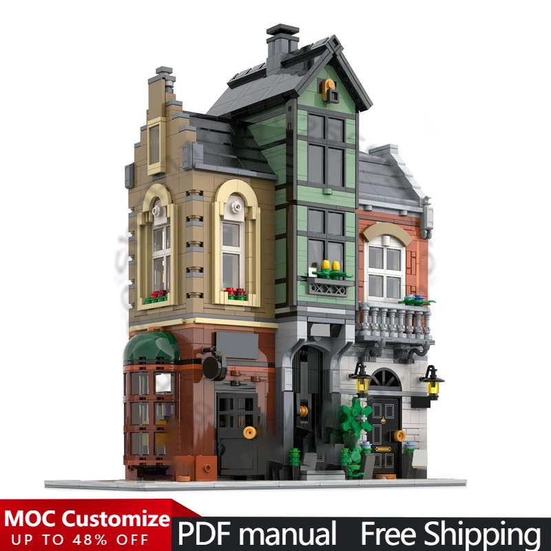 1781 ELEMENTÓW Dom Ulica Ulica MOC Personalizowany Modułowy Zestaw Klocków Kreatywny Projekt Edukacyjny Zabawka do Samodzielnego Montażu Prezent