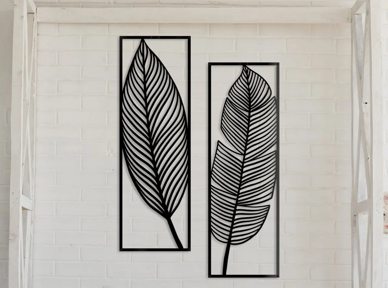 

Metal Wall Decor and Art, Leaves Set, Metal Art Decor Home Office Decoration Bedroom Living Room Decor