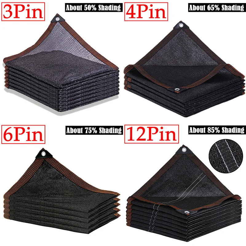 3-12Pin Black Sunshade Net Shading 85% Succulent Plant Sun Shed Fence Privacy Mesh Flower Greenhouse Shade Cover Outdoor Anti-UV