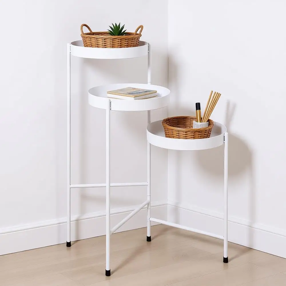 

Tri-Level Metal Plant Stand, White