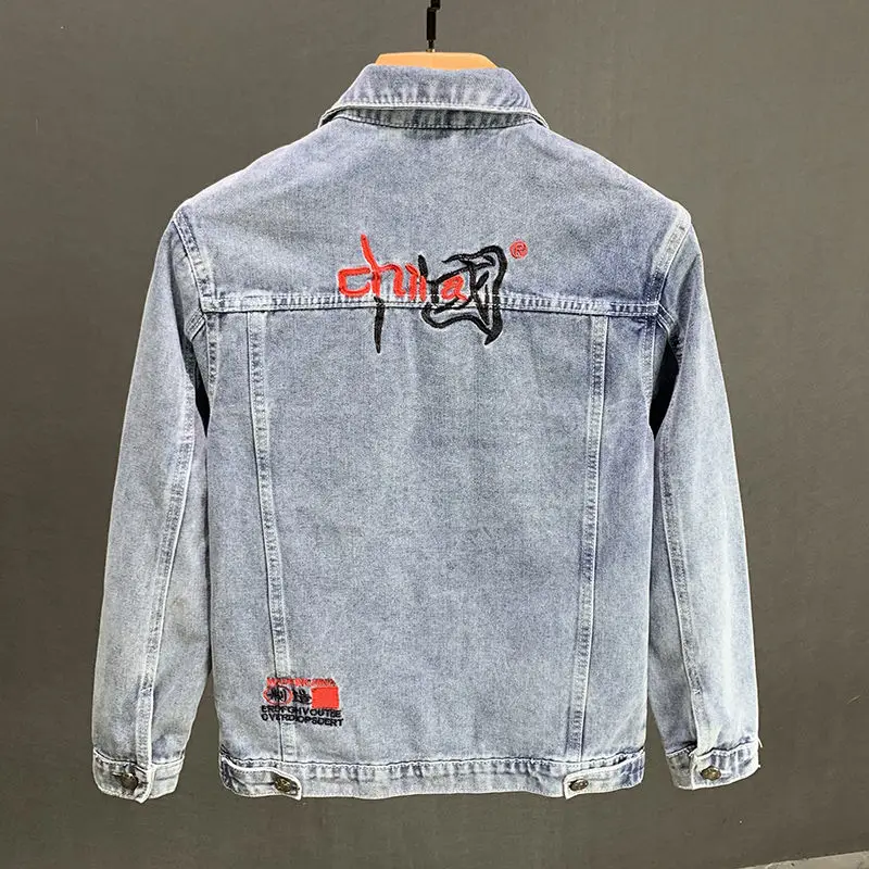 Jeans jacke Herren neue Herbst Revers lässige Arbeits kleidung Frühling und Herbst Kleidung Herren Oberbekleidung Herren Jacke koreanische Mode