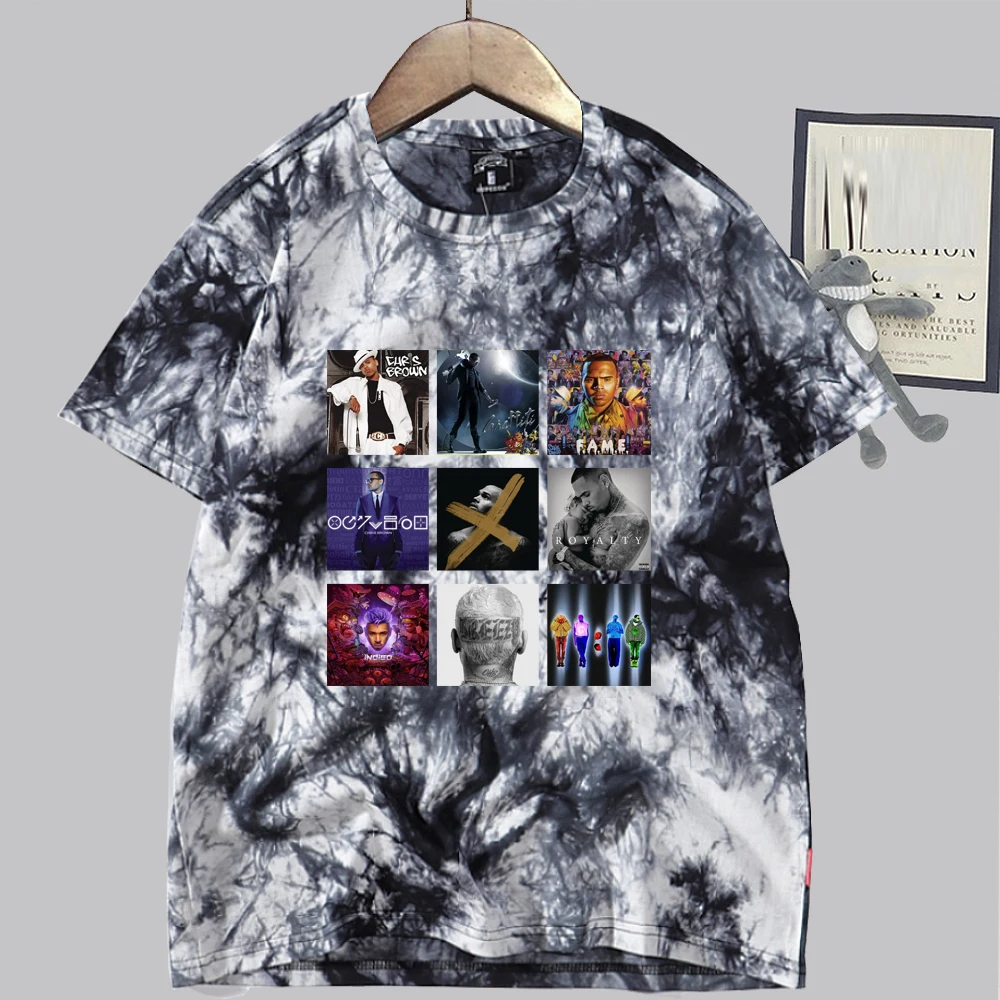 11:11 Tour Chris Brown 2024 Tie Dye Shirts Unisex Harajuku Tops Oversize Summer Casual Tee Music Fans Gift Tops Regular