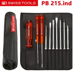 PB SWISS Tools PB 215.ind Roll-up Case Screwdriver Sets(10pcs) include 1 screwdriver handle two screwdrivers 7 screwdriver bits