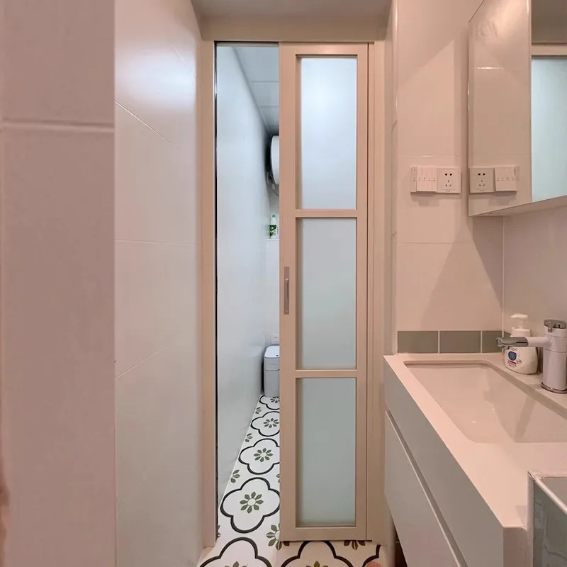 

Bathroom door Extremely narrow frame PD Folding sliding flat Toilet glass door Translation PT door Panax notogins