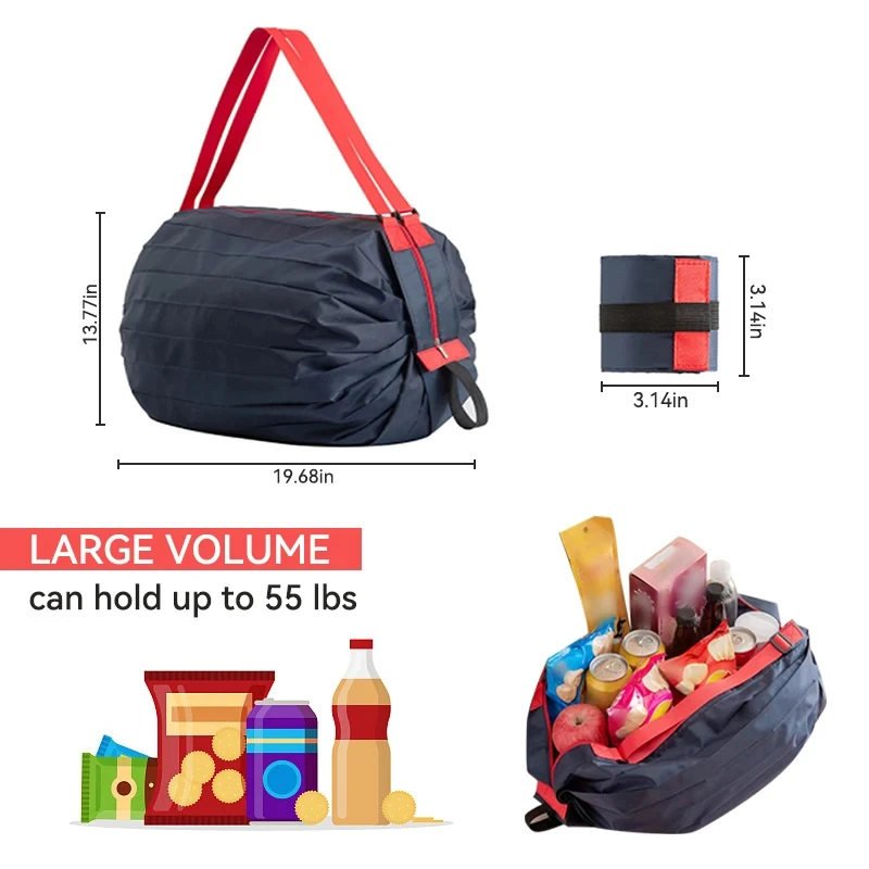 Large Capacity Folding Shopping Bag Eco-Friendly Reusable Portable One Shoulder Handbag For Travel Multipurpose Storage Bag