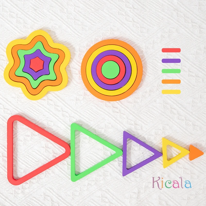 Holz Kleinkind Geometrische Form Passenden Puzzle Kombination Set Farbe Erkenntnis Form Denken Logik Montessori Pädagogisches Spielzeug
