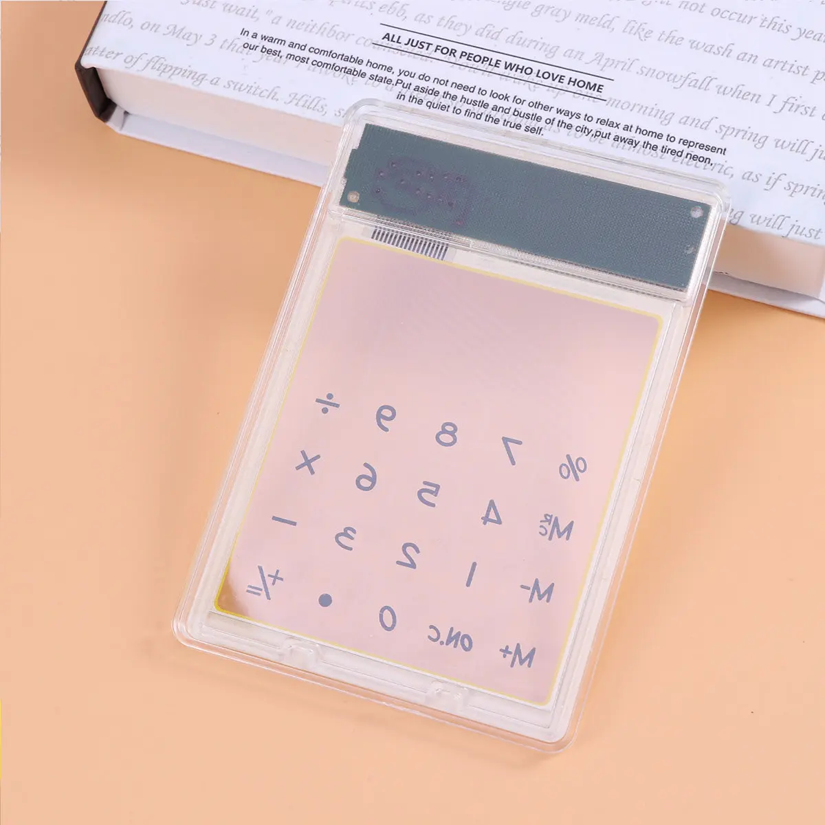 Solar Calculator Transparent Touch Panel 8-Digit LCD Screen Portable Mini Calculator School Office Supplies Yellow