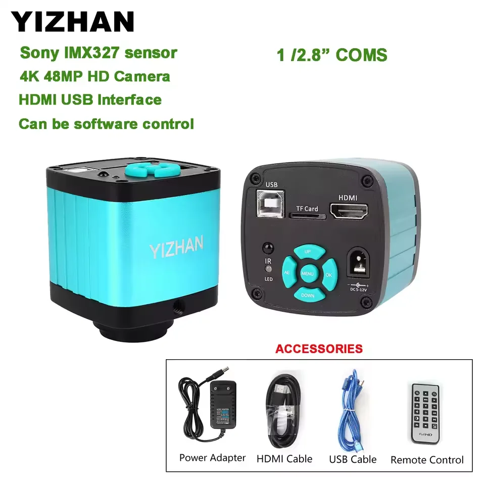 مجهر أحادي العين 48MP 4K كاميرا 180X عدسة 10.1 بوصة عرض قاعدة كبيرة قوس عالمي دقة عالية