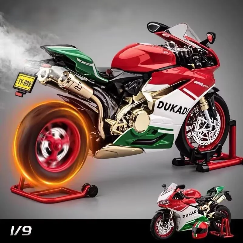 Key Start 1:9 1199 Panigale Alloy Racing Model motocykla Diecast Track Sportowy model motocykla z dźwiękiem natryskowym Światło Zabawki dla dzieci — 2