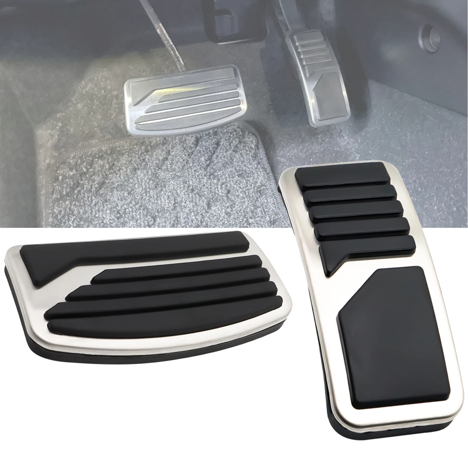 AT Car Gas Clutch Brake Pedal Cover Kit For Mitsubishi Pajero 3 Outlander Lancer X Eclipse Cross Rubber Stainless Nonslip Pad