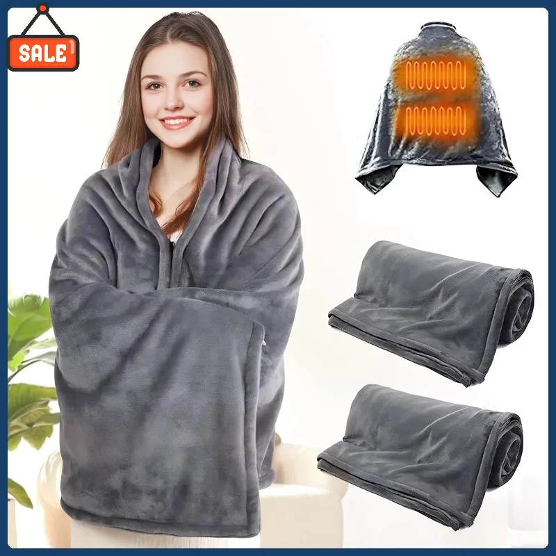 

Office Wearable USB Electric Heated Blanket Washable Body Warmer Blanket Home 5v 3 Heated Level Throw Blanket 9 Heated Areas