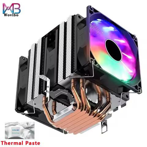 WOVIBO 6 Heatpipes RGB CPU Cooler Radiator PWM 4PIN 160W for Intel LGA 1150 1151 1155 1200 1700 2011 X79 X99 AM4 AM5 Ventilador